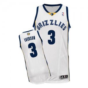 Maillot NBA Blanc Allen Iverson #3 Memphis Grizzlies Home Authentic Homme Adidas