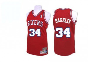 Philadelphia 76ers #34 Adidas Throwback Rouge Authentic Maillot d'équipe de NBA la vente - Charles Barkley pour Homme