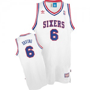 Maillot NBA Blanc Julius Erving #6 Philadelphia 76ers Throwack Swingman Homme Adidas