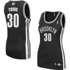Maillot NBA Authentic Thaddeus Young #30 Brooklyn Nets Road Noir - Femme