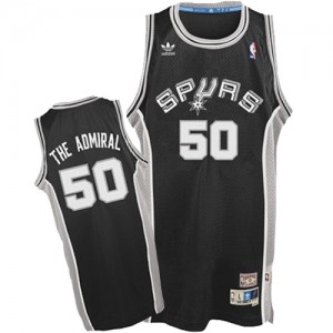 Maillot Authentic San Antonio Spurs NBA "The Admiral" Nickname Noir - #50 David Robinson - Homme