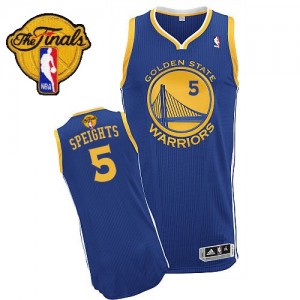Maillot Adidas Bleu royal Road 2015 The Finals Patch Authentic Golden State Warriors - Marreese Speights #5 - Homme