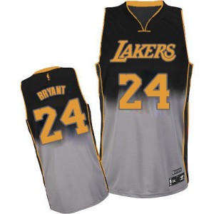 Maillot Authentic Los Angeles Lakers NBA Fadeaway Fashion Gris noir - #24 Kobe Bryant - Homme