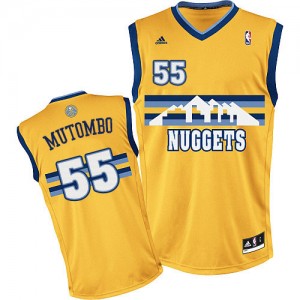 Maillot NBA Denver Nuggets #55 Dikembe Mutombo Or Adidas Swingman Alternate - Homme