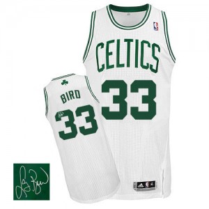 Maillot Authentic Boston Celtics NBA Home Autographed Blanc - #33 Larry Bird - Homme