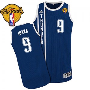 Maillot NBA Oklahoma City Thunder #9 Serge Ibaka Bleu marin Adidas Authentic Alternate Finals Patch - Homme