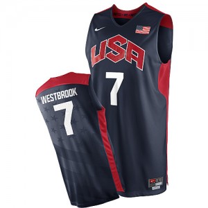 Team USA Nike Russell Westbrook #7 2012 Olympics Authentic Maillot d'équipe de NBA - Bleu marin pour Homme