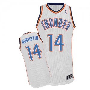 Maillot NBA Oklahoma City Thunder #14 D.J. Augustin Blanc Adidas Authentic Home - Homme