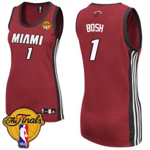 Maillot NBA Miami Heat #1 Chris Bosh Rouge Adidas Authentic Alternate Finals Patch - Femme