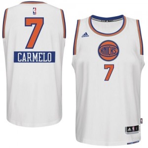 Maillot NBA Blanc Carmelo Anthony #7 New York Knicks 2014-15 Christmas Day Authentic Homme Adidas