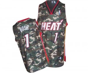 Maillot NBA Camo Chris Bosh #1 Miami Heat Stealth Collection Finals Patch Authentic Homme Adidas