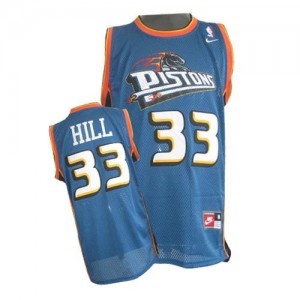 Detroit Pistons #33 Nike Throwback Bleu Authentic Maillot d'équipe de NBA Discount - Grant Hill pour Homme