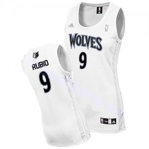 Maillot NBA Minnesota Timberwolves #9 Ricky Rubio Blanc Adidas Swingman Home - Femme