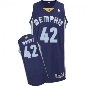 Maillot Authentic Memphis Grizzlies NBA Road Bleu marin - #42 Lorenzen Wright - Homme