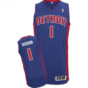 Maillot Authentic Detroit Pistons NBA Road Bleu royal - #1 Allen Iverson - Homme