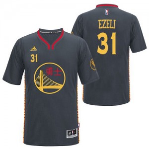 Golden State Warriors #31 Adidas Slate Chinese New Year Noir Authentic Maillot d'équipe de NBA préférentiel - Festus Ezeli pour Homme