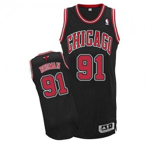 Chicago Bulls #91 Adidas Alternate Noir Authentic Maillot d'équipe de NBA en ligne - Dennis Rodman pour Homme