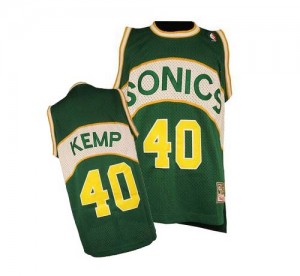 Maillot NBA Oklahoma City Thunder #40 Shawn Kemp Vert Adidas Authentic SuperSonics Throwback - Homme