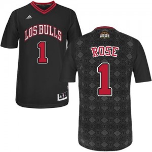 Maillot NBA Noir Derrick Rose #1 Chicago Bulls New Latin Nights Authentic Homme Adidas