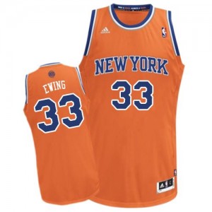 Maillot NBA New York Knicks #33 Patrick Ewing Orange Adidas Swingman Alternate - Homme