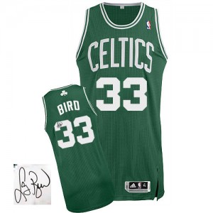 Boston Celtics #33 Adidas Road Autographed Vert (No Blanc) Authentic Maillot d'équipe de NBA 100% authentique - Larry Bird pour Homme