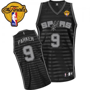 San Antonio Spurs #9 Adidas Groove Finals Patch Gris noir Authentic Maillot d'équipe de NBA en soldes - Tony Parker pour Homme