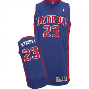 Maillot Adidas Bleu royal Road Authentic Detroit Pistons - Ersan Ilyasova #23 - Homme