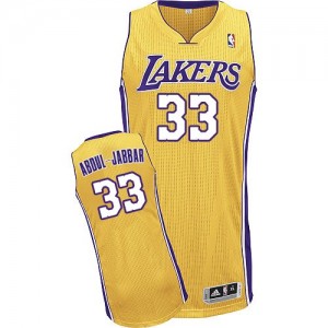 Maillot NBA Los Angeles Lakers #33 Kareem Abdul-Jabbar Or Adidas Authentic Home - Homme