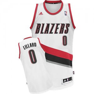 Portland Trail Blazers #0 Adidas Home Blanc Swingman Maillot d'équipe de NBA sortie magasin - Damian Lillard pour Homme