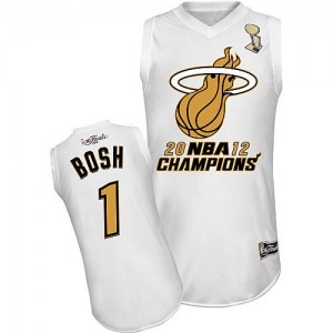 Maillot NBA Blanc Chris Bosh #1 Miami Heat Finals Champions Authentic Homme Majestic