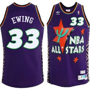 Maillot NBA New York Knicks #33 Patrick Ewing Bleu Mitchell and Ness Authentic All Star Throwback - Homme