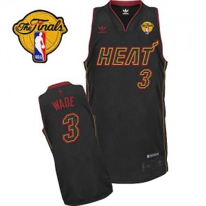 Maillot NBA Fibre de carbone noire Dwyane Wade #3 Miami Heat Fashion Finals Patch Swingman Homme Adidas