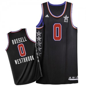 Maillot NBA Oklahoma City Thunder #0 Russell Westbrook Noir Adidas Authentic 2015 All Star - Homme