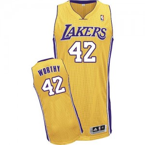 Maillot Authentic Los Angeles Lakers NBA Home Or - #42 James Worthy - Homme