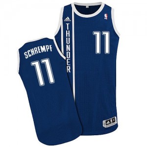 Oklahoma City Thunder #11 Adidas Alternate Bleu marin Authentic Maillot d'équipe de NBA Remise - Detlef Schrempf pour Homme