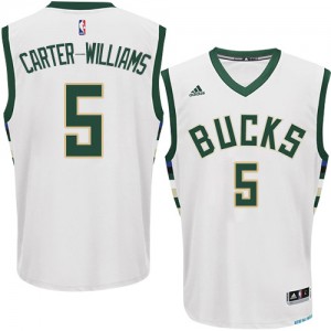 Milwaukee Bucks Michael Carter-Williams #5 Home Authentic Maillot d'équipe de NBA - Blanc pour Homme