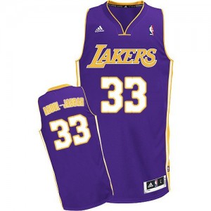 Maillot NBA Violet Kareem Abdul-Jabbar #33 Los Angeles Lakers Road Swingman Homme Adidas