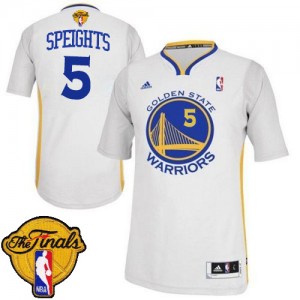 Maillot NBA Golden State Warriors #5 Marreese Speights Blanc Adidas Swingman Alternate 2015 The Finals Patch - Homme