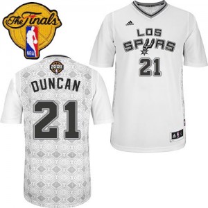 Maillot NBA San Antonio Spurs #21 Tim Duncan Blanc Adidas Swingman New Latin Nights Finals Patch - Homme