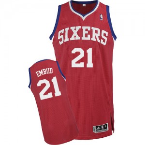 Philadelphia 76ers #21 Adidas Road Rouge Authentic Maillot d'équipe de NBA la vente - Joel Embiid pour Homme