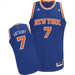 New York Knicks Carmelo Anthony #7 Road Swingman Maillot d'équipe de NBA - Bleu royal pour Enfants