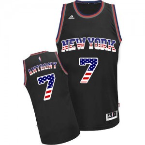 New York Knicks Carmelo Anthony #7 USA Flag Fashion Authentic Maillot d'équipe de NBA - Noir pour Homme