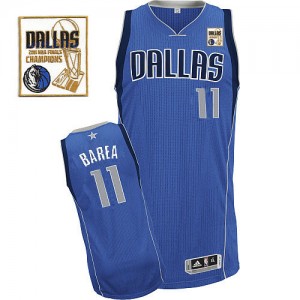 Maillot NBA Dallas Mavericks #11 Jose Barea Bleu royal Adidas Authentic Road Champions Patch - Homme