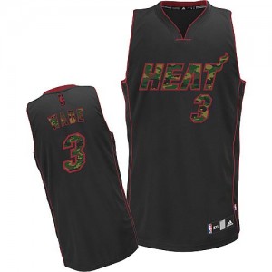 Maillot NBA Camo noir Dwyane Wade #3 Miami Heat Fashion Authentic Homme Adidas