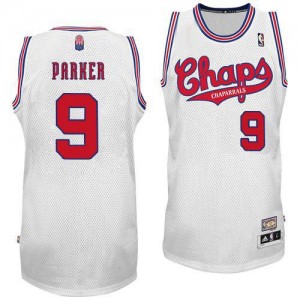 San Antonio Spurs #9 Adidas ABA Hardwood Classic Blanc Authentic Maillot d'équipe de NBA pour pas cher - Tony Parker pour Homme