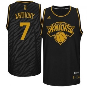 Maillot Authentic New York Knicks NBA Precious Metals Fashion Noir - #7 Carmelo Anthony - Homme