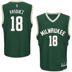 Maillot NBA Vert Greivis Vasquez #18 Milwaukee Bucks Road Authentic Homme Adidas