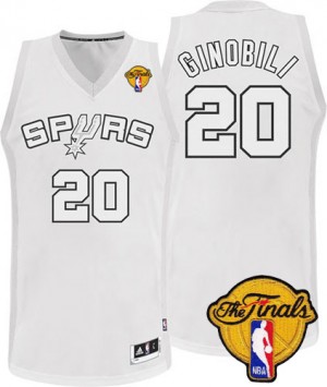 Maillot Authentic San Antonio Spurs NBA Winter On-Court Finals Patch Blanc - #20 Manu Ginobili - Homme