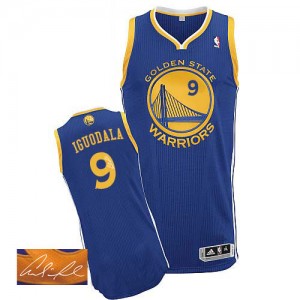 Maillot NBA Authentic Andre Iguodala #9 Golden State Warriors Road Autographed Bleu royal - Homme