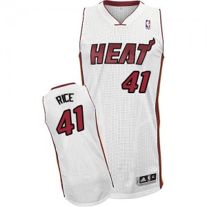 Maillot NBA Miami Heat #41 Glen Rice Blanc Adidas Authentic Home - Homme